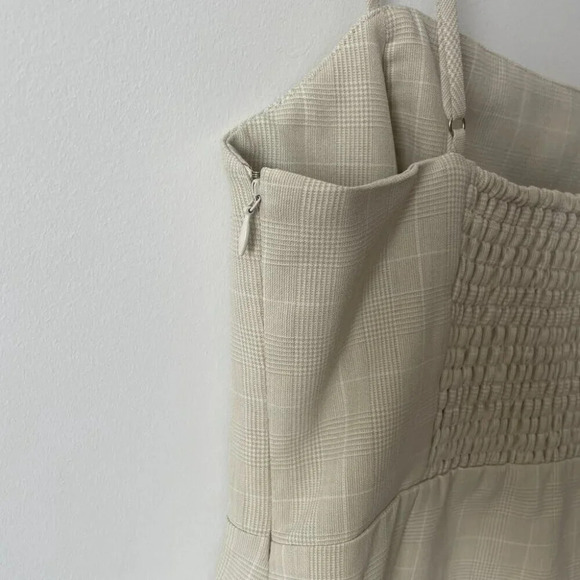 Aritzia Wilfred New Classic Plaid Check Mini Dress Beige Espace Size 6 - Picture 7 of 9